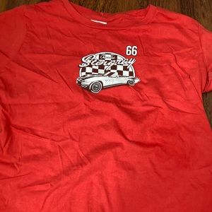 red medium car shirt